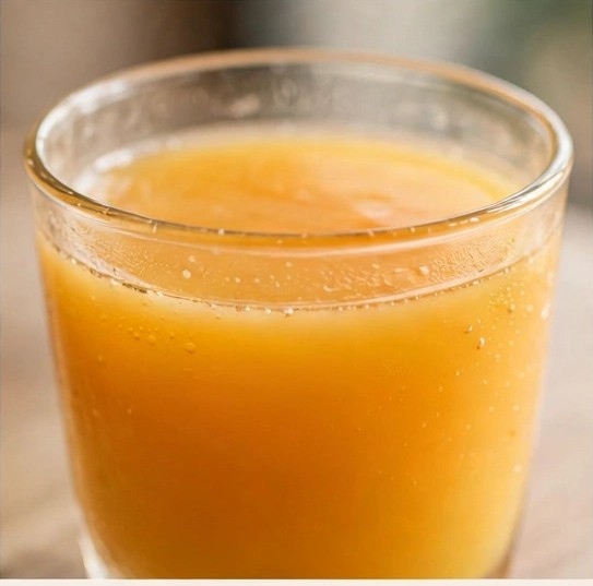 A glass of orange juice drink